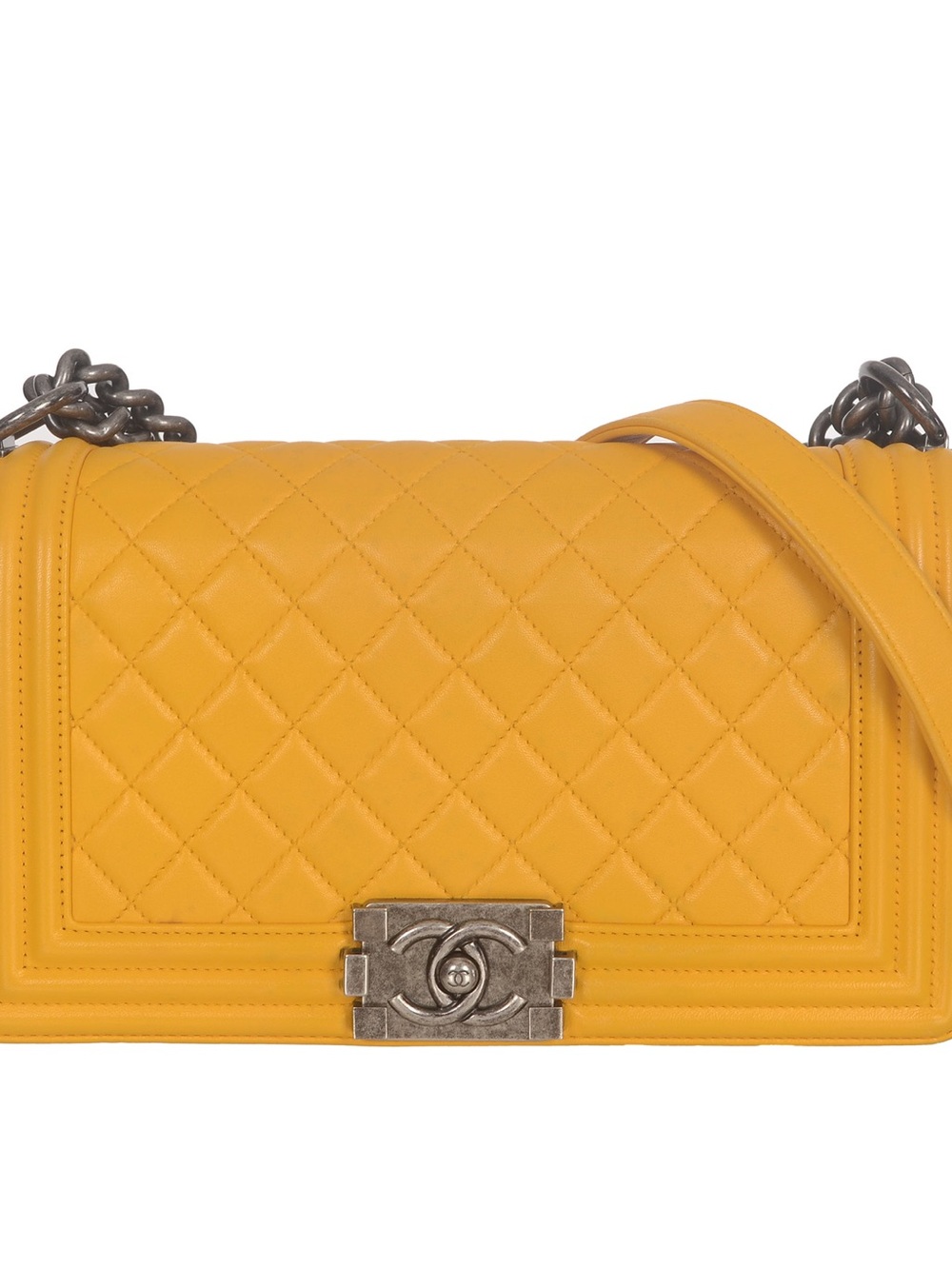 ♥️Chanel Boy Medium Yellow Leather Shoulder Bag♥️